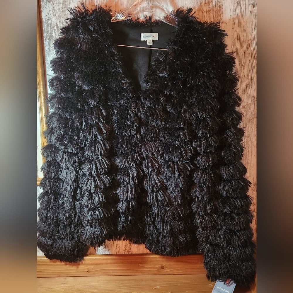 Rewind Plush Black Teddy Jacket